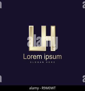 Initial Letter LH Logo Template Vector Design Stock Vector