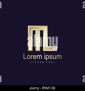 Initial Letter ML Logo Template Vector Design Stock Vector