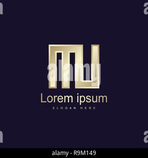 Initial Letter MU Logo Template Vector Design Stock Vector
