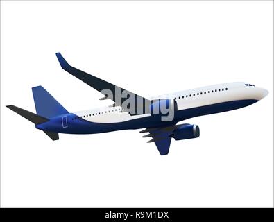 Realistic 3D model of an airplane isolated on white background. Vector Illustration. EPS10 Stock Vector