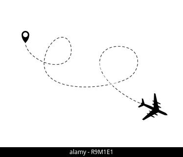 Airplane dotted flight background. Vector Illustration EPS10 Stock Vector