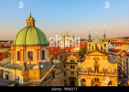 St Salvator Church and St Francis of Assisi Church domes, Prague Stock Photo