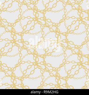 Elegant vector seamless pattern with beautiful realistic golden chains on a white background eps10 Stock Vector