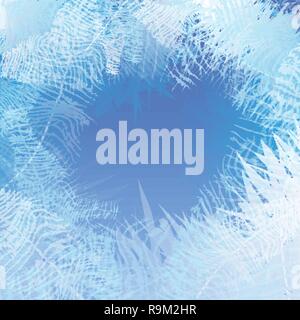 Winter frosted window background. Freeze and wind at the glass. 10 eps Stock Vector