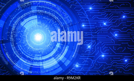 Blue Abstract Technology Circuit Board Background. 3D Illustration.