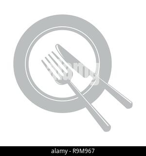 grey plate with cutlery icon vector illustration EPS10 Stock Vector