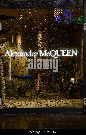 Signage on the Alexander McQUEEN flagship store on Old Bond Street, London, England, UK Stock Photo