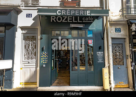 Crêperie Rozell ,a Crêperie and cafe on  Rue la Vieuville, Montmartre , Paris, France Stock Photo