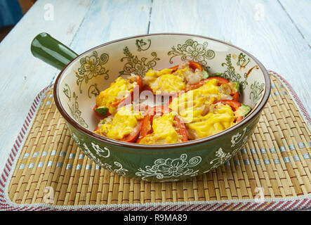 Cheesy Bacon Stuffed Mini Peppers, close up Stock Photo