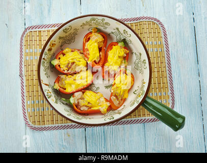 Cheesy Bacon Stuffed Mini Peppers, close up Stock Photo