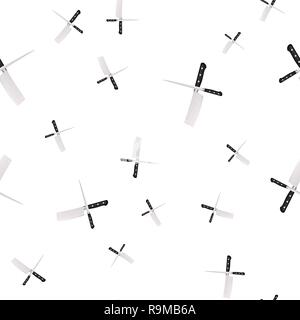 Seamless pattern of kitchen knives on a white background. Vector illustration in 3d style Stock Vector