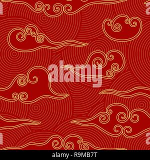 Chinese style clouds red and gold seamless pattern Stock Vector Image & Art  - Alamy