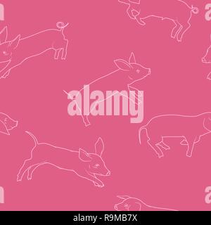 Pigs seamless pattern chinese new year 2019 vector illustration. Stock Vector