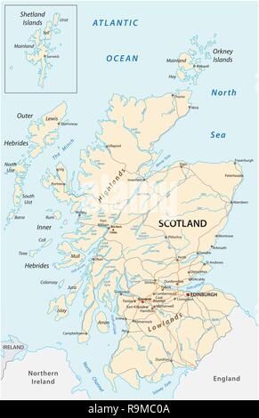 shetland islands road map, Scotland, United Kingdom Stock Vector Image ...