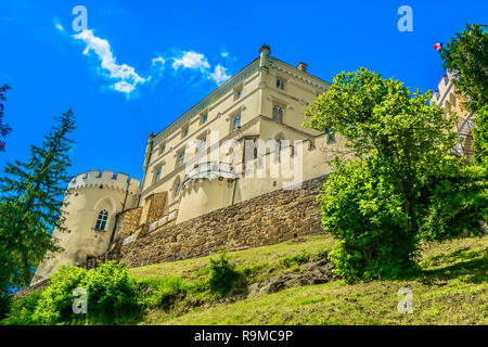 Scenic view at marble historical castle in Trakoscan place, Zagorje region. Stock Photo