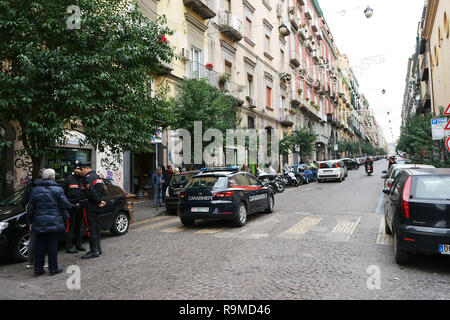 Carabinieri during street check in via Duomo, historic center, Naples, Italy Stock Photo