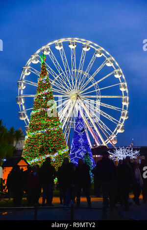 Bournemouth, Dorset, UK.  26th December 2018.  Crowds visiit the Christmas Tree Wonderland at the Lower Gardens in Bournemouth, Dorset, UK on Boxing Day.  Picture Credit: Graham Hunt/Alamy Live News Stock Photo