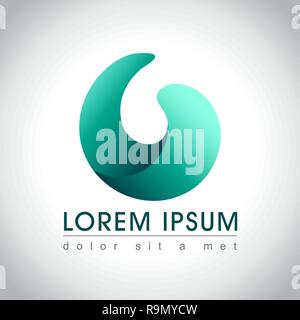 Abstract blue swirl wave logo sample, vector illustration Stock Vector