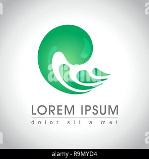 Abstract green splash wave logo sample, vector illustration Stock Vector