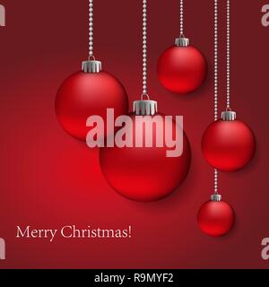 Abstract background with red Christmas balls. Vector illustration. Stock Vector