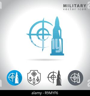 Military icon set, collection of bullet, target and army symbols, vector illustration Stock Vector