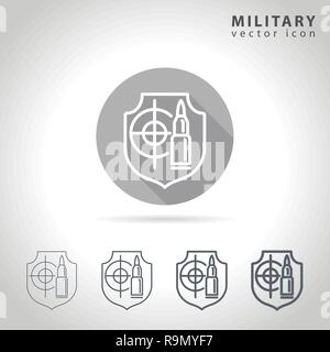 Military outline icon set, collection of bullet, target and army symbols, vector illustration Stock Vector