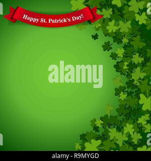 Abstract St. Patrick's Day background with falling clover leaves, vector illustration Stock Vector