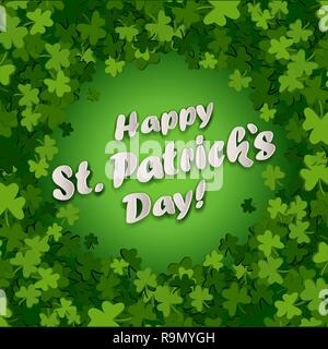 Abstract bright green clover leaves background for St. Patrick's Day, vector illustration Stock Vector