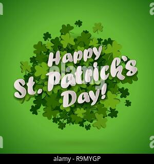 Abstract bright green clover leaves background for St. Patrick's Day, vector illustration Stock Vector