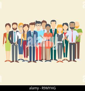 Set of business people, collection of diverse characters in flat cartoon style, vector illustration Stock Vector