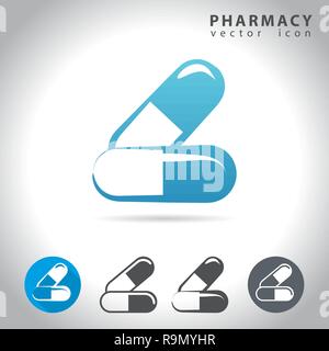 Pharmacy icon set, collection of pills icons, vector illustration Stock Vector