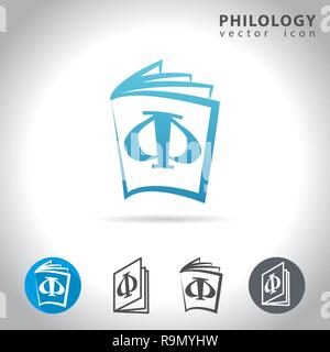 Philology icon set, collection of book icons, vector illustration Stock Vector