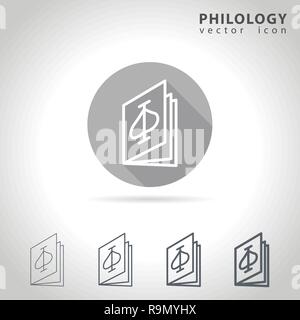 Philology outline icon set, collection of book icons, vector illustration Stock Vector
