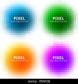 Set of abstract pixel colorful backgrounds, vector illustration Stock Vector