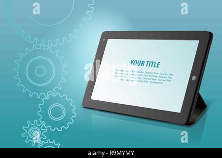 Abstract technological background with tablet, vector illustration Stock Vector