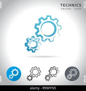 Technical icon set, collection of cogwheel icons, vector illustration Stock Vector