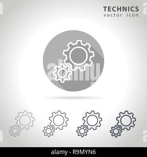 Technical outline icon set, collection of cogwheel outline icons, vector illustration Stock Vector