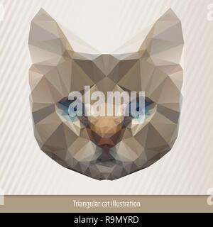 Cat head in geometrical style, vector illustration Stock Vector