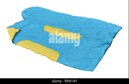 Sleeping bag flat out on white background. Stock Photo