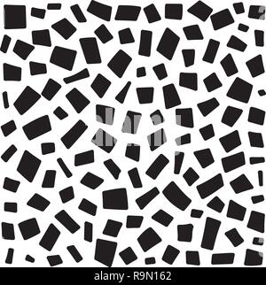 Dashed line abstract seamless pattern. Repeated rectangles texture. Black and white background. Hand drawn vector illustration Stock Vector