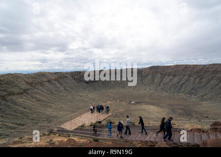 Meteor Crater Natural Landmark Viewing Area, Winslow, Arizona Stock Photo