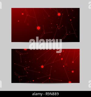 Set of horizontal banners. Geometric pattern with connected lines and dots. Stock Vector