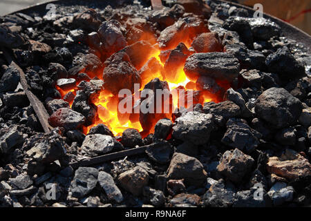 Forge, brazier with hot coals Stock Photo