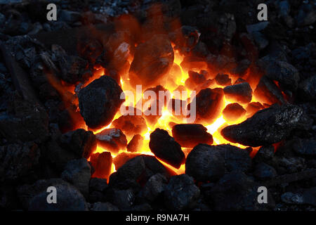 Forge, brazier with hot coals, close-up Stock Photo