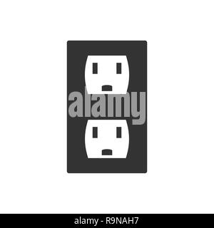 MobilePower electrical socket icon. Vector illustration, flat design Stock Vector