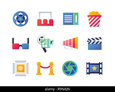 Cinema - set of flat design style icons Stock Vector