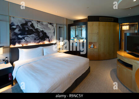 Bedroom interior of Shangri La Hotel in Dubai, united Arab Emirates Stock Photo