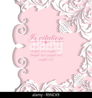 Baroque ornate frame with place for text. Stylish invitation card. Elegant greeting card. Vector element of graphic design Stock Vector