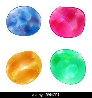 Set of water color color banners. Multi-colored spots of paint on a white background. Design elements. Vector illustration. Stock Vector