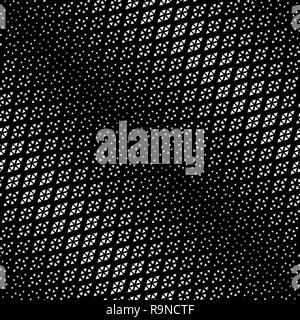 Black white seamless pattern. Diagonal abstract halftone background. Modern stylish texture. Repeating grid with rhombuses and triangles of the differ Stock Vector